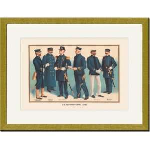  Gold Framed/Matted Print 17x23, U.S. Navy Uniforms 1899 #1 