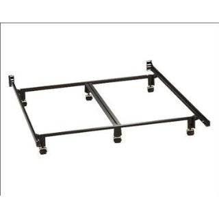   Metal Bed Frame With Double Rail Center Support & Wide Rug Rollers
