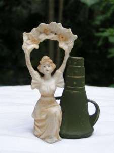 Great Art Nouveau Unger Schneider Bisque Figurine Vase  