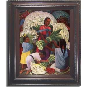  The Flower Vendor by Diego Rivera Mahogany Framed Canvas 