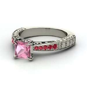  Megan Ring, Princess Pink Tourmaline 14K White Gold Ring 
