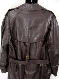 Rare vintage 60s Ian Mankin Dark Brown Leather Trenchcoat Coat Jacket 