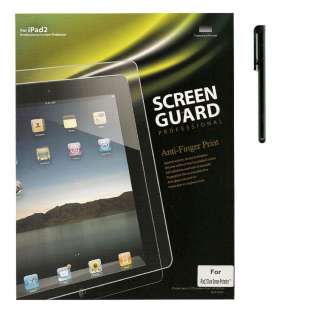   BLACK LEATHER CASE COVER FOR APPLE IPAD 2 + SCREEN PROTECTOR +STYLUS