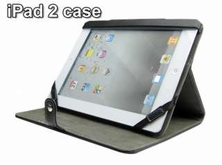 FOLIO BLACK PU LEATHER FOR IPAD 2 CASE COVER STAND SKIN WALLET P257 