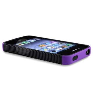   Purple Hard Case+2pc Mirror Screen Protector For iPhone 4 4G 4S  