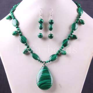 Green Malachite Loose Beads Necklace Earrings LE427  