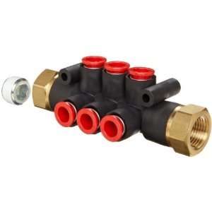  Tubing Manifold, 2 Inlets 3/8 NPT Female, 6 Outlets 5/16 Tube OD
