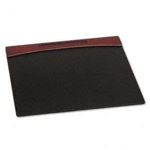 NEW Mahogany Wood & Black Faux Leather Desk Pad, 23   