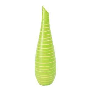  EXP Handmade Terracotta Lime Green Vase with Beige Stripes 