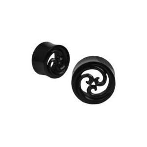  Intricate Carved Horn Wave Design Double Flared Plugs 19mm 