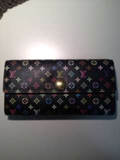 Louis Vuitton Black Multicolor Sarah Wallet Authentic With Dust Bag 