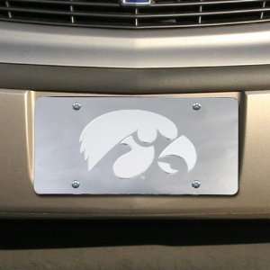 NCAA Iowa Hawkeyes Silver Mirrored Team Logo License Plate:  