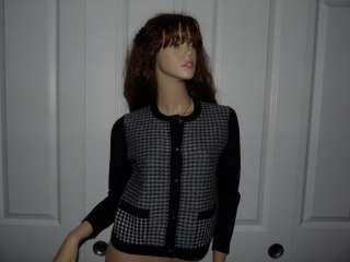 NWT Juicy Couture Houndstooth Wool Cardigan Sweater XL  