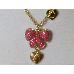  MARC by MARC JACOBS Hot Pink Bow Necklace Pendant w/ Chain 