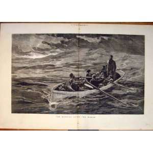  Wreck Survivors Life Boat Life Boat Sea Old Print 1882 