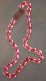 VINTAGE PINK PLASTIC LUCITE BEADED NECKLACE  