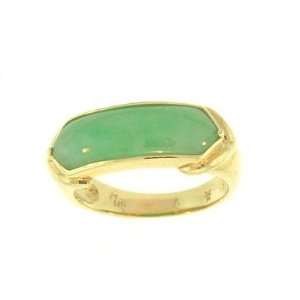  Natural Green Pointed Saddle Jade Ring Jewelry