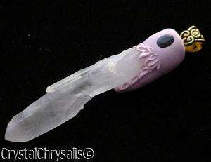 Natural Lemurian Twin Point Crystal Pendant w Sapphire  