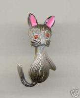 SIAMESE CAT Vintage Brooch Pin ! FUNNY LITTLE KITTY !  