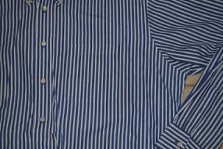 JOS A BANKS STRIPED BLUE OXFORD MENS DRESS SHIRT SIZE 17.5 35 XL 
