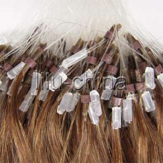 16 100s Micro/Loop Ring INDIAN Remy Human Hair Extensions #04,0.4g/s 