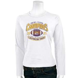 LSU Tigers Ladies White 2007 National Champions Score Long Sleeve T 