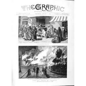  1882 FIRE ALEXANDRIA ARABS JEWS GRAND SQUARE FINE ART 