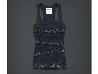 NEW Abercrombie TANK Tops Ruffle Sequin Layer Shirt Girls sz L 10 12 