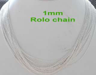 wholesale 20pcs Silver plated Rolo chains 1mm necklaces  