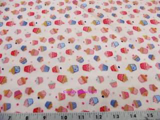   UK Tea Time Pink Patriotic Cupcakes Stars Blue Red COTTON Fabric BTY
