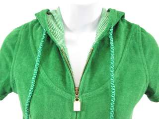 KRITIK Green Terrycloth Short Sleeve Hoodie Jacket SZ S  