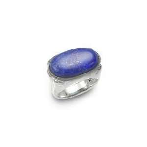  .925 Silver & Lapis Lazuli Oval Ring, Size 7: Jewelry