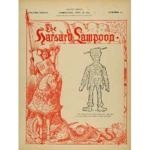 1899 Cover Harvard Lampoon University Jester Lampy Horse Dragon Crest 