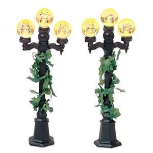  Village Accessories, Holly Covered Lamppost Set of 2