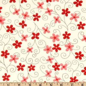  44 Wide Moda L`Amour Swirling Flowers Ivory Fabric By 