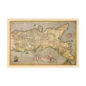  Map of Southern Italy 24x36 Giclee