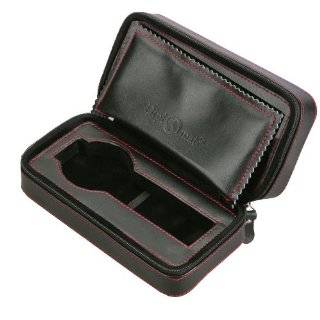  31 467 Black Leather Double Watch Zippered Travel Case with Black 