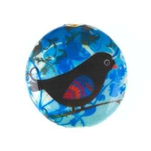    21mm Bird on Blue Round Decoupage Bead Arts, Crafts & Sewing