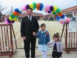 With daughters Anna & Hannah at their school in Japan