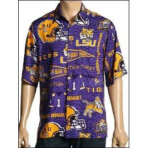   LSU Tigers Purple Scenic Print Hawaiian Shirt