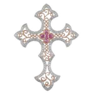   18KW/KR Pink Sapphire & Diamond Cross Pendant: Judy Mayfield: Jewelry