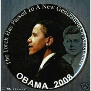  Barack Obama JFK The Torch Has Passed Campaign Button 