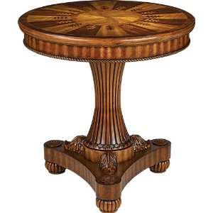  Two Tone Wood Ornate Round Table: Home & Kitchen