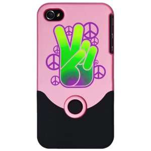   or 4S Slider Case Pink Peace Symbol Sign Neon Hand 