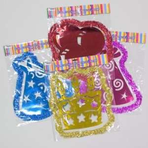  Foil Paper Birthday Cutouts With Tinsel Trim Case Pack 72 