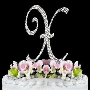   Crystal Monogram Wedding Cake Topper Letter X 