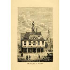  1880 Wood Engraving Flushing Coffee House Exchange Bourse 