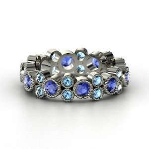  Hopscotch Eternity Band, 14K White Gold Ring with Sapphire 