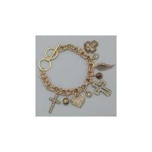  Gold Cross & Heart Bracelet, Charms Jewelry
