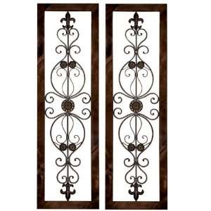  Tuscan Metal Wall Grille Wall Plaque Set with Fleur De lis 